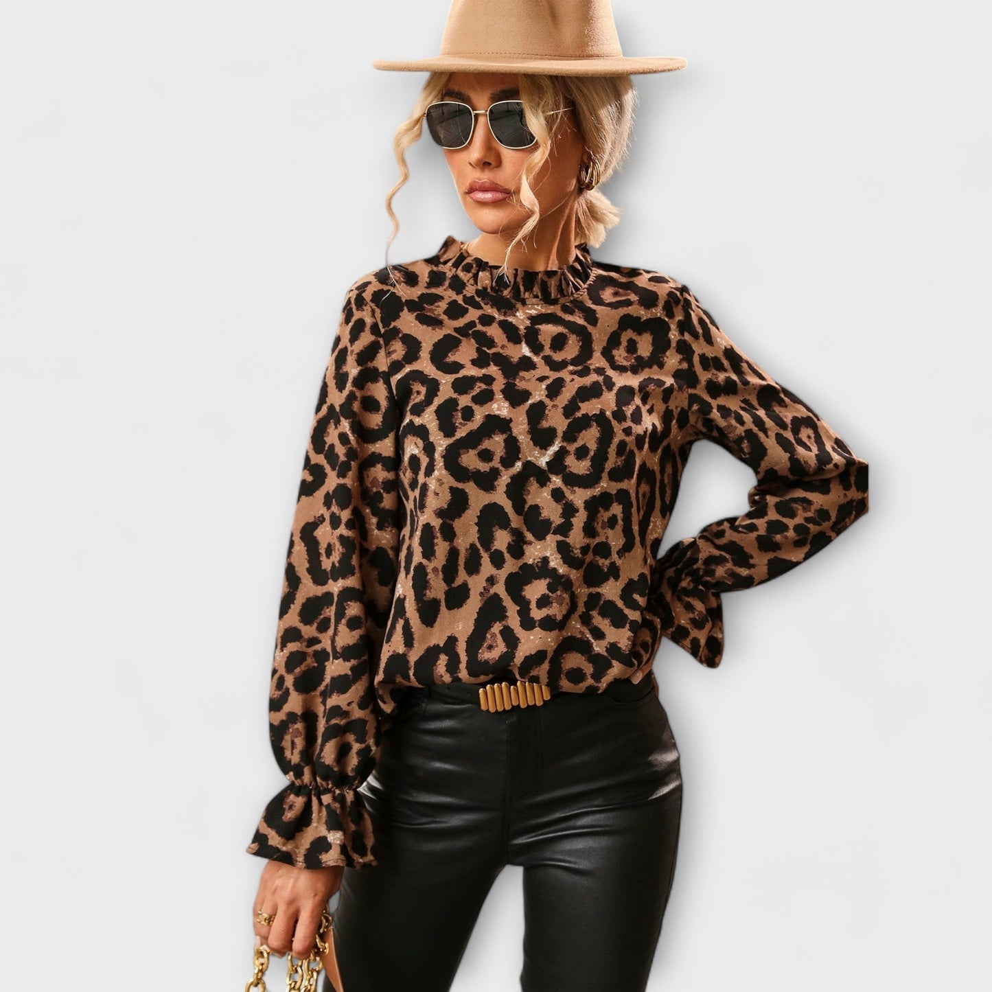 Leopard Print Shirt with Folded Collar - Wild Elegance