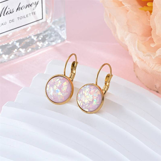 Classic Opal Earrings in Retro Gold