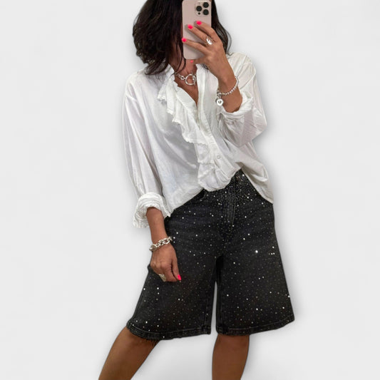 Bermuda Shorts with Swarovski Decorations