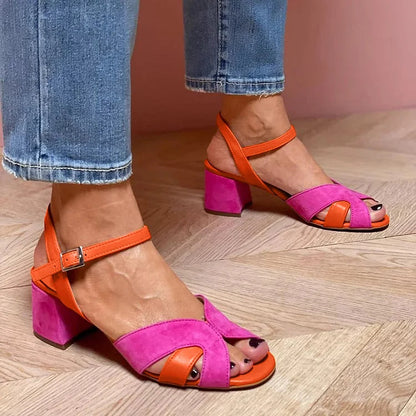 Lort | Color Combination Comfortable Heeled Sandals