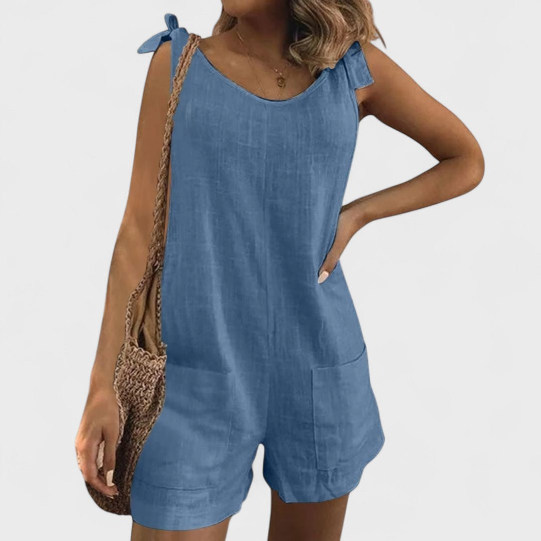 Sleeveless Cotton and Linen Jumpsuit
