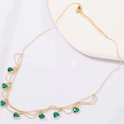 Unique Heart Necklace with Zirconia Stones