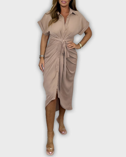 Elegant Catherine Dress with Pleated Waistline