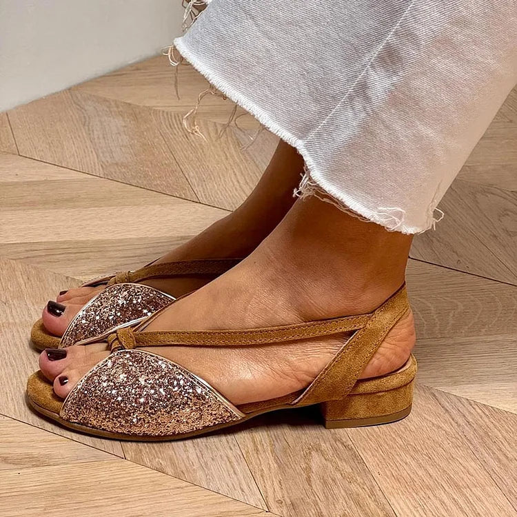 MARTINA | Sparkling sandals with glitter and a low sole for an elegant and comfortable style