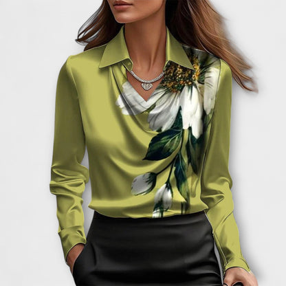 Shiny White Shirt with Pleated Collar