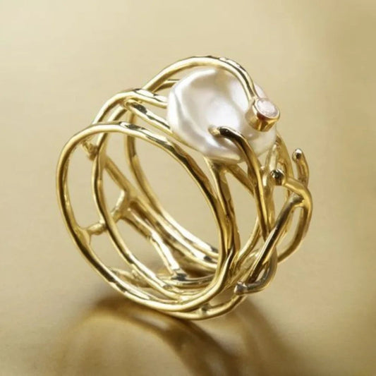Thin Vintage Ring with Pearl
