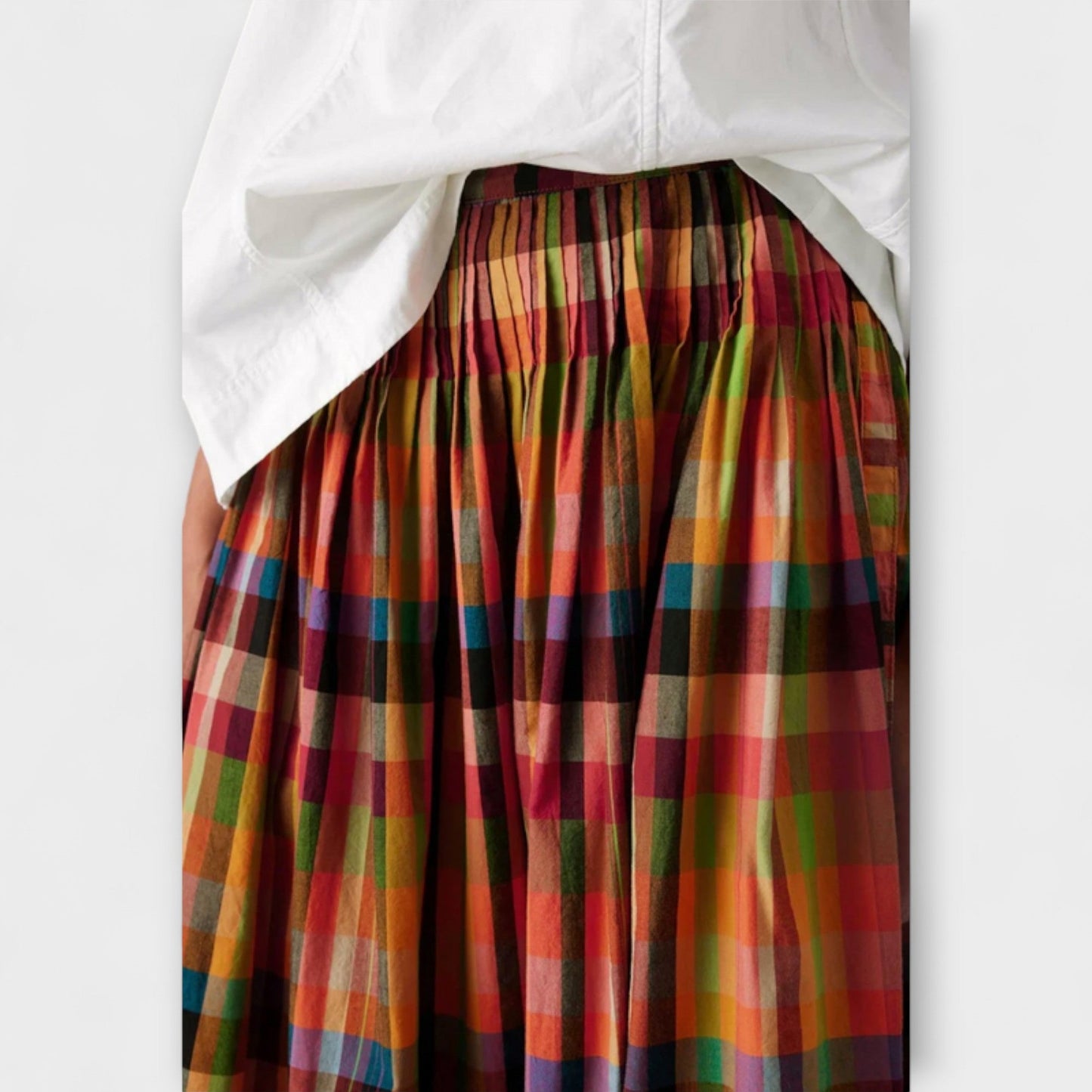 Pleated Skirt with Colorful Stripes