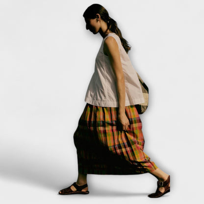 Pleated Skirt with Colorful Stripes