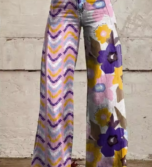 ISADORA | Boho Floral High-Waisted Festival Comfort Trousers