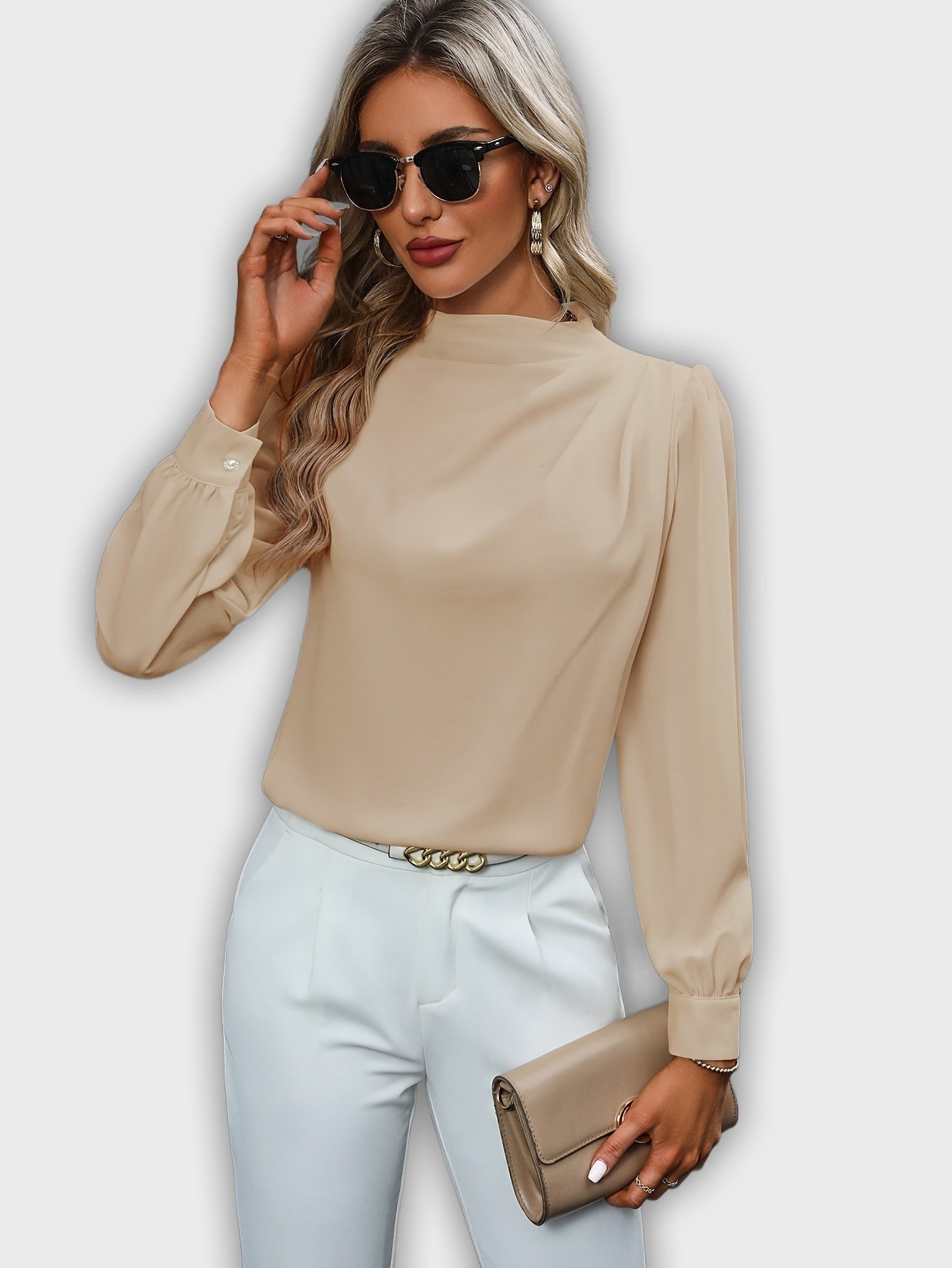 Elegant Shirt with High Collar