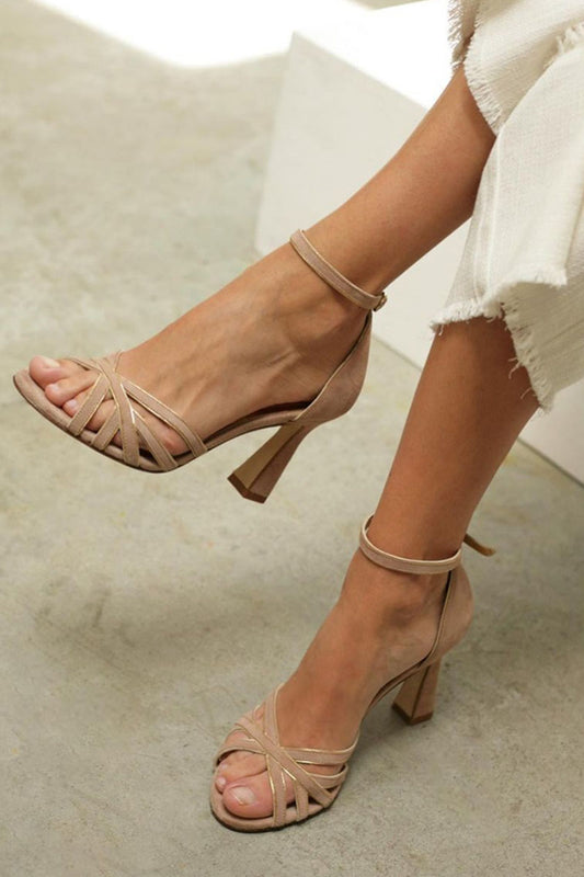 Alvira™ | Patchwork Sandals with Round Toe and Slim Heel