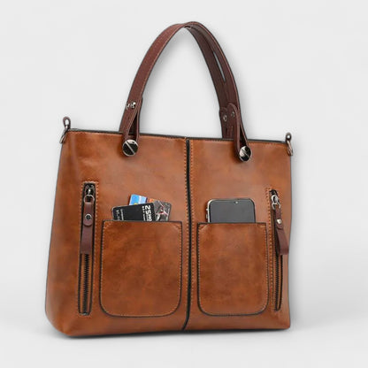 Laura's Elegant Leather Bag - Functional and Stylish Tote Bag