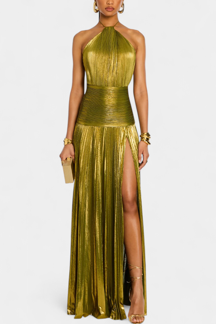Metallic Dresses with Open Back