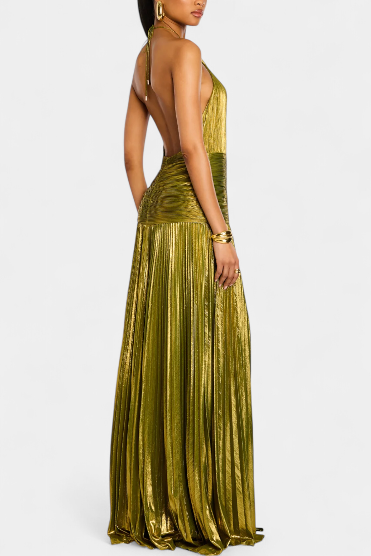 Metallic Dresses with Open Back