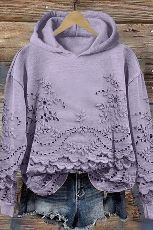 Sweater with Hood Made of Prato Lace Fabric