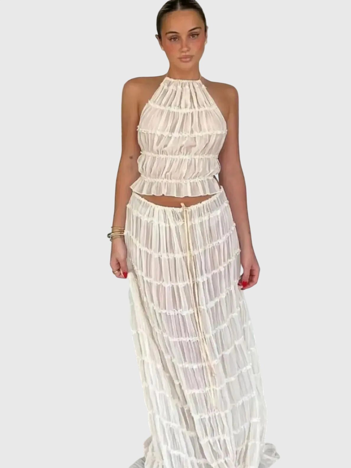 "Alesia" | Elegant summer dress with natural motifs.