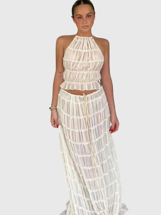 "Alesia" | Elegant summer dress with natural motifs.