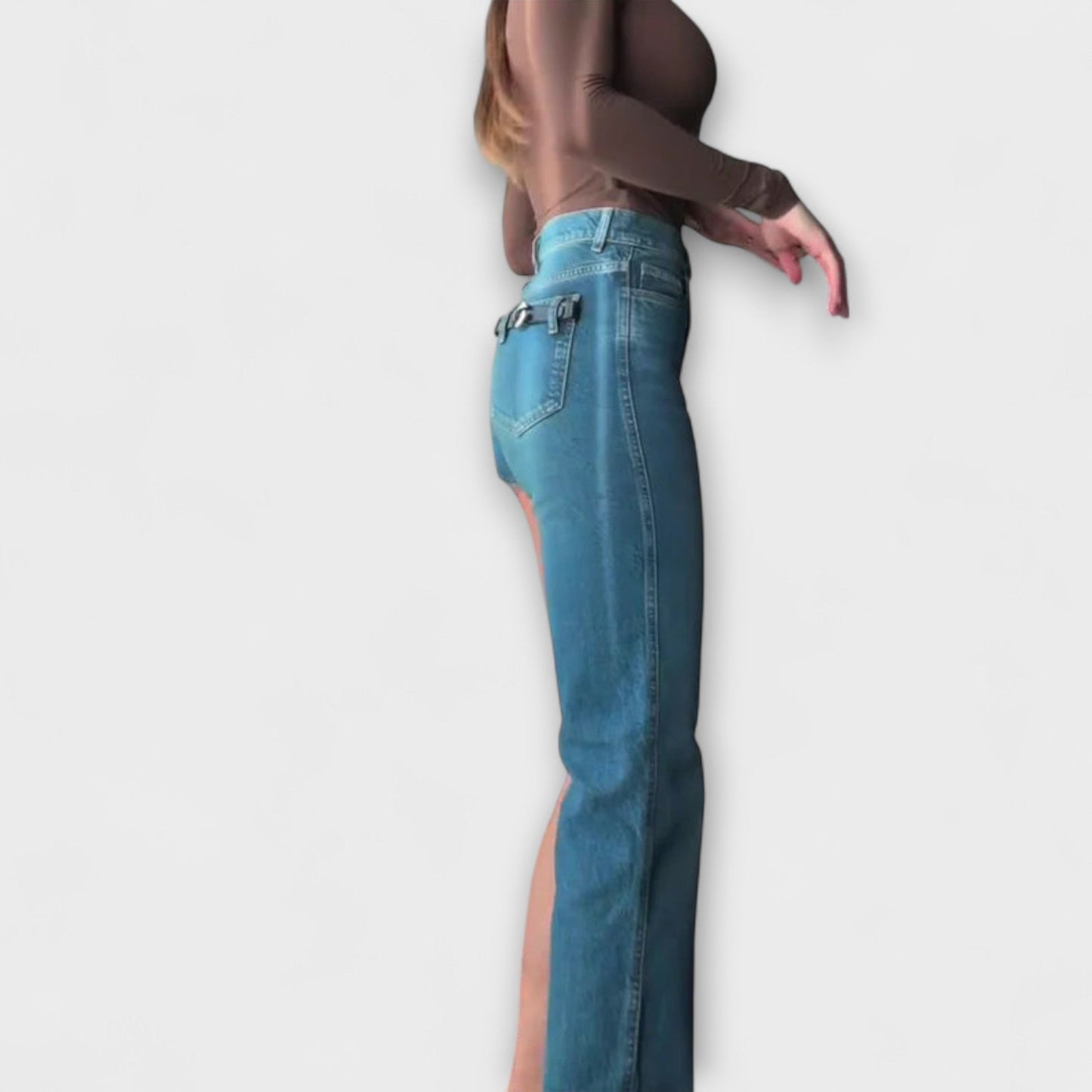 Asymmetrical Jeans with One Shoulder Strap