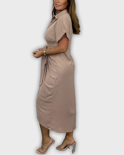 Elegant Catherine Dress with Pleated Waistline
