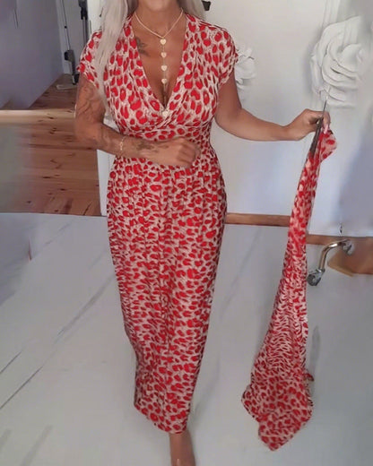Yasbela | Elegant Maxi Dress with Leopard Print