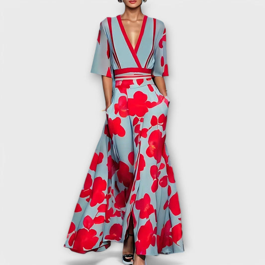 Eliz Dress with Elegant Sleeves in Floral Design