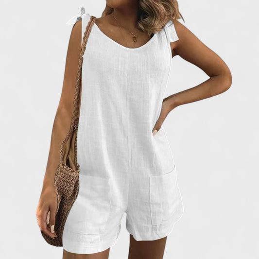 Sleeveless Cotton and Linen Jumpsuit