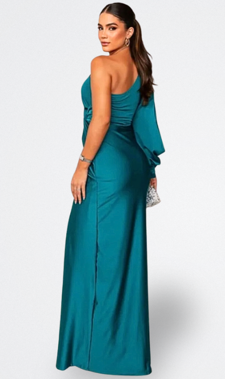 Val | Satin Dress with One Sleeve