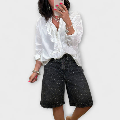 Bermuda Shorts with Swarovski Decorations