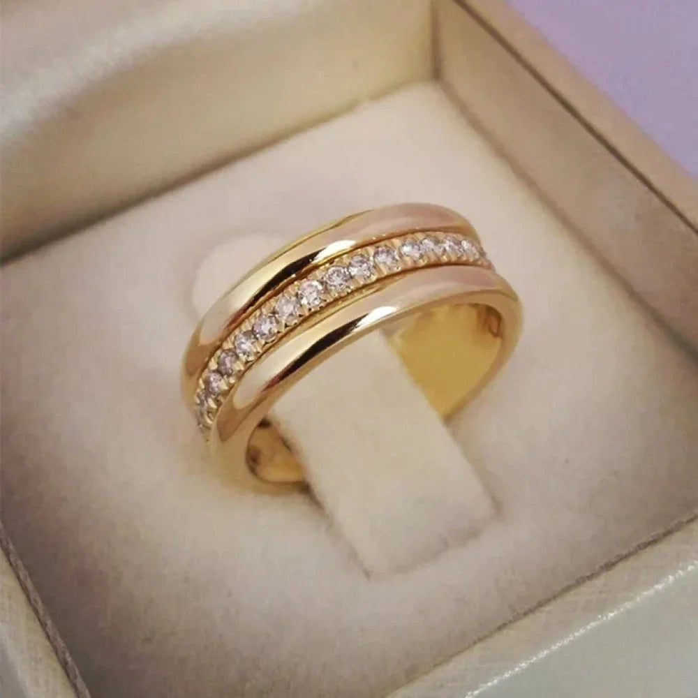 Elegant Double Ring with Zirconia Stones