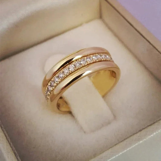 Elegant Double Ring with Zirconia Stones
