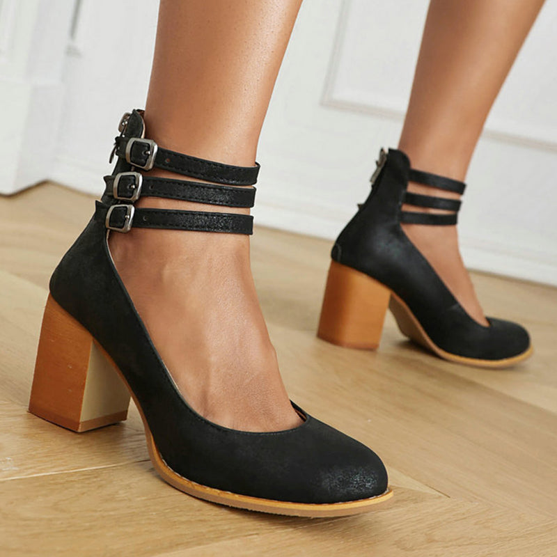 Ksilada | Plain sandals with ankle strap and thick sole