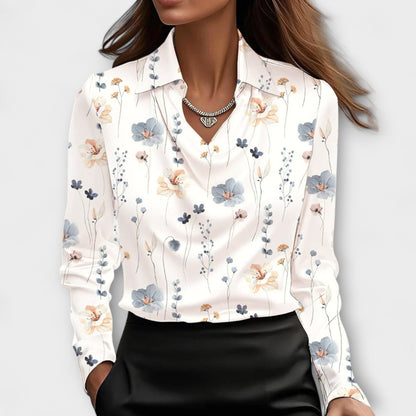 Shiny White Shirt with Pleated Collar