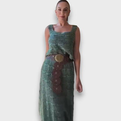 Lunara – Two-Piece Set with Knitted Pattern from the Top and Skirt
