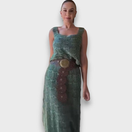 Lunara – Two-Piece Set with Knitted Pattern from the Top and Skirt