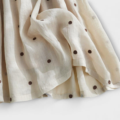 Polka Dot Maxi Skirt in a Linen and Cotton Blend