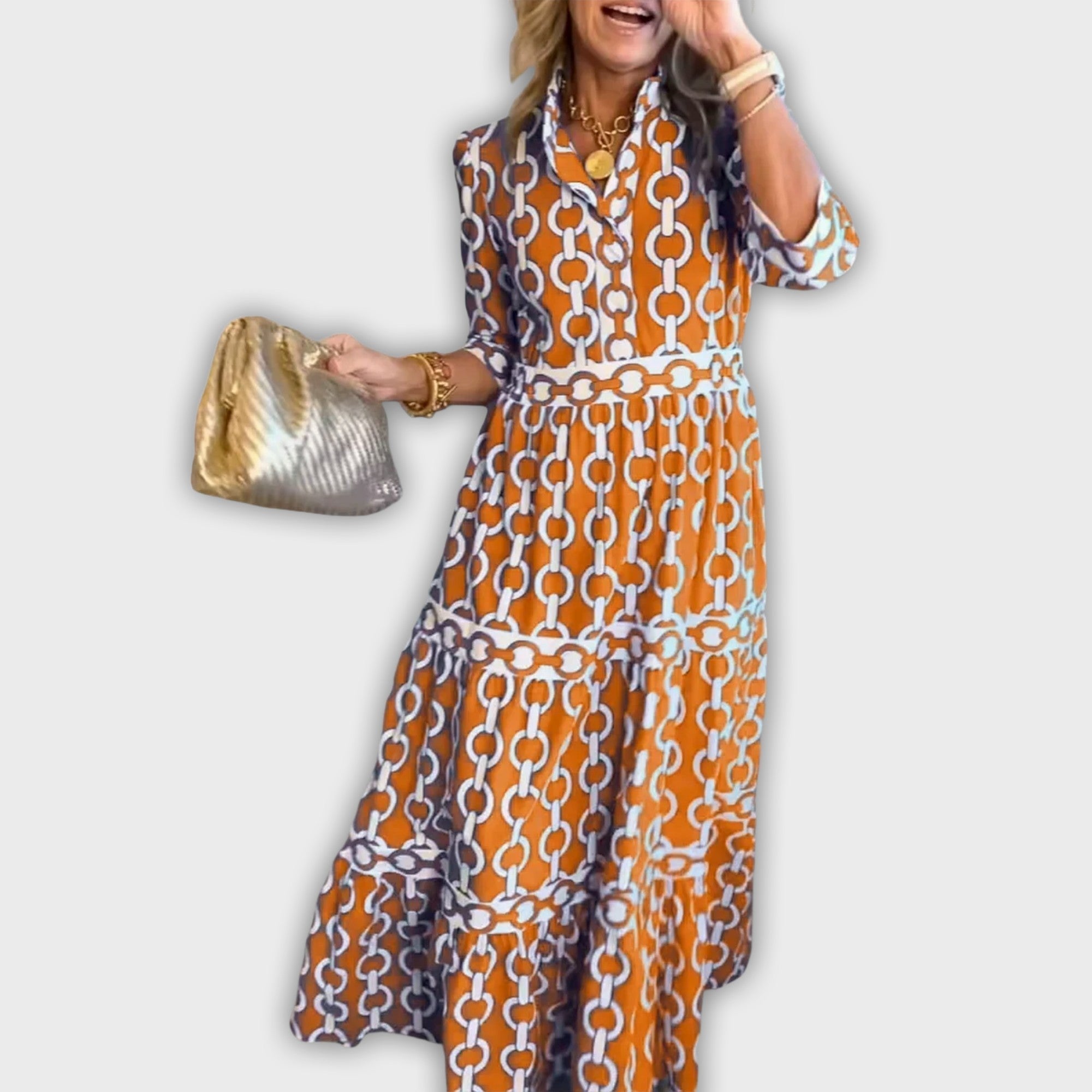 Midi dress with chain pattern
