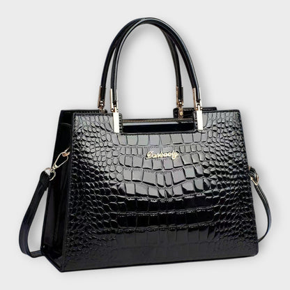 Laura's Glossy Crocodile Pattern Handbag