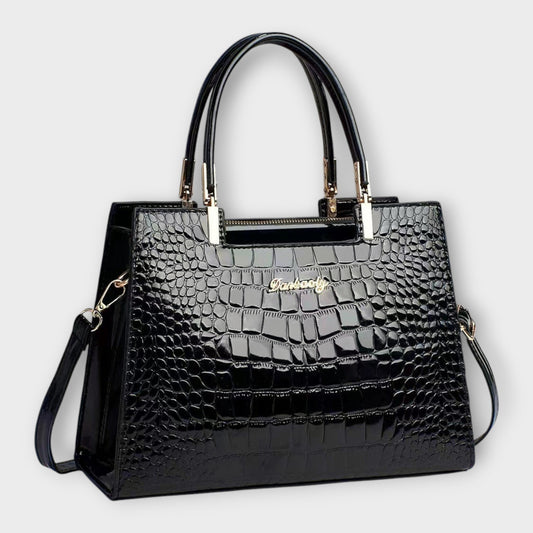 Laura's Glossy Crocodile Pattern Handbag