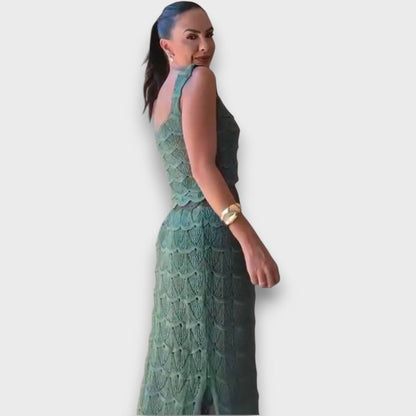Lunara – Two-Piece Set with Knitted Pattern from the Top and Skirt