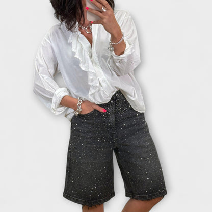 Bermuda Shorts with Swarovski Decorations