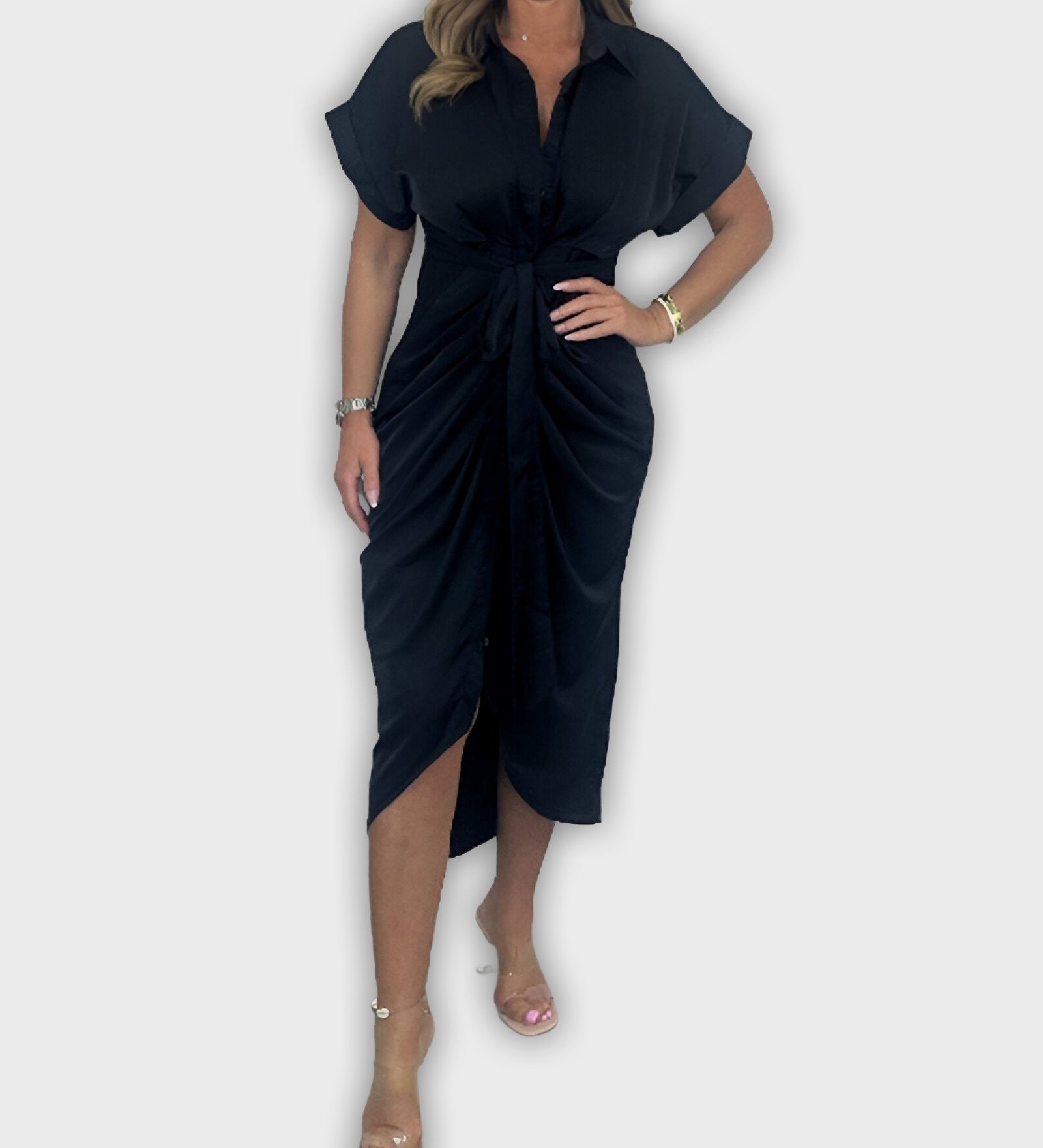 Elegant Catherine Dress with Pleated Waistline