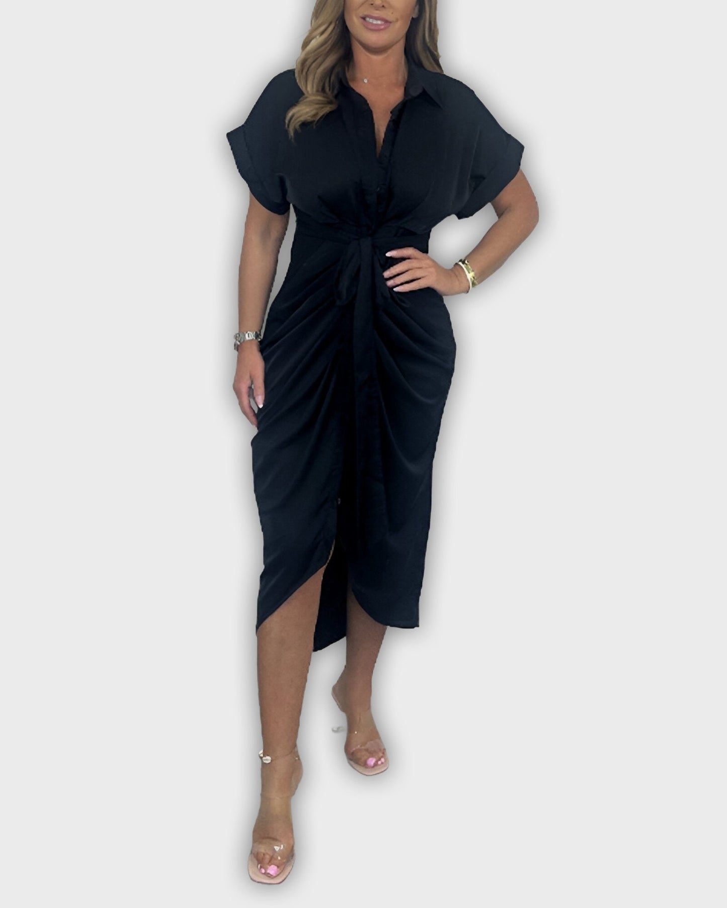 Elegant Catherine Dress with Pleated Waistline
