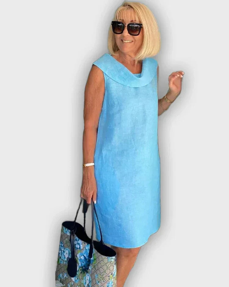 Sleeveless A-line Dresses with Round Collar