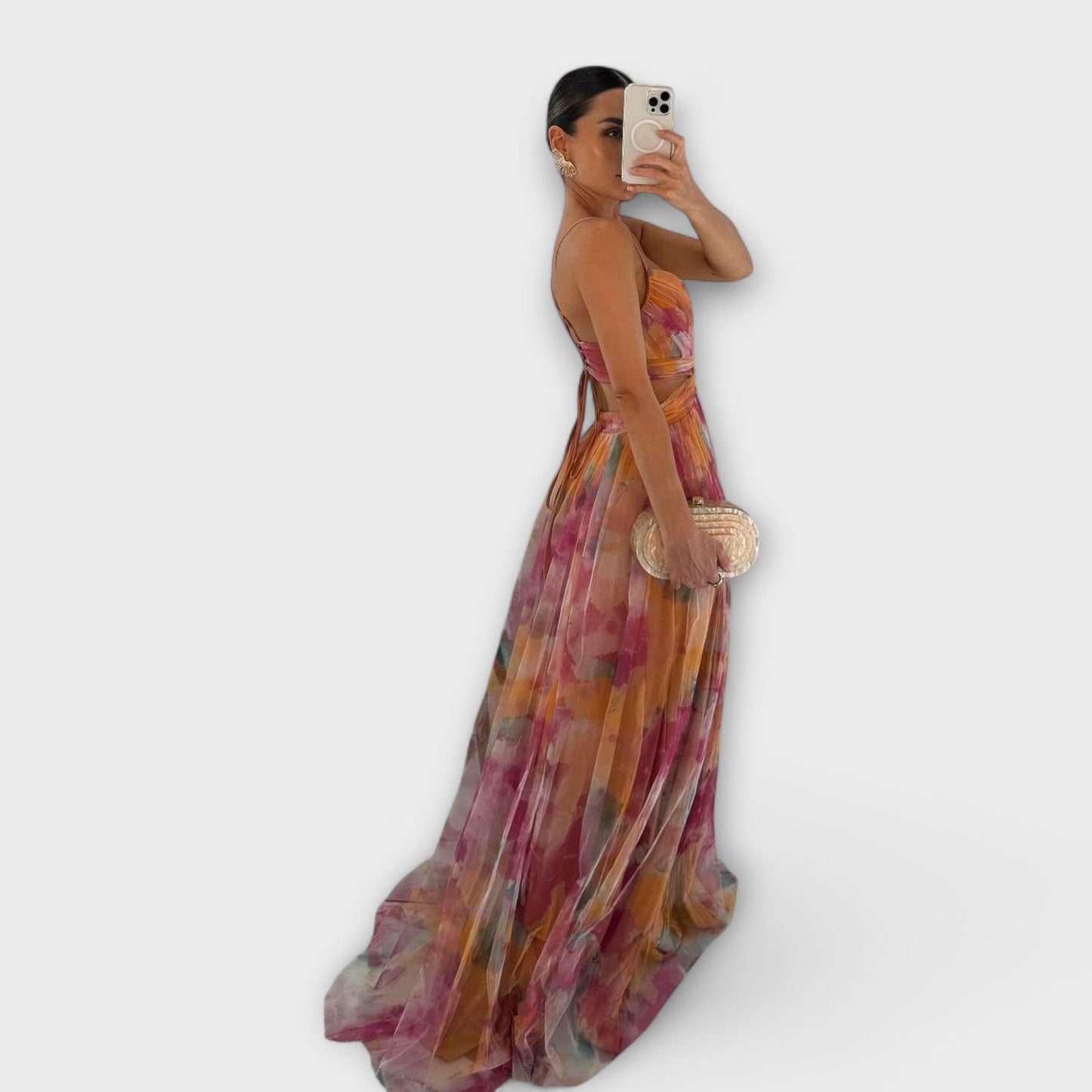 Elegant Maxi Dress Made of Lightweight Mesh
