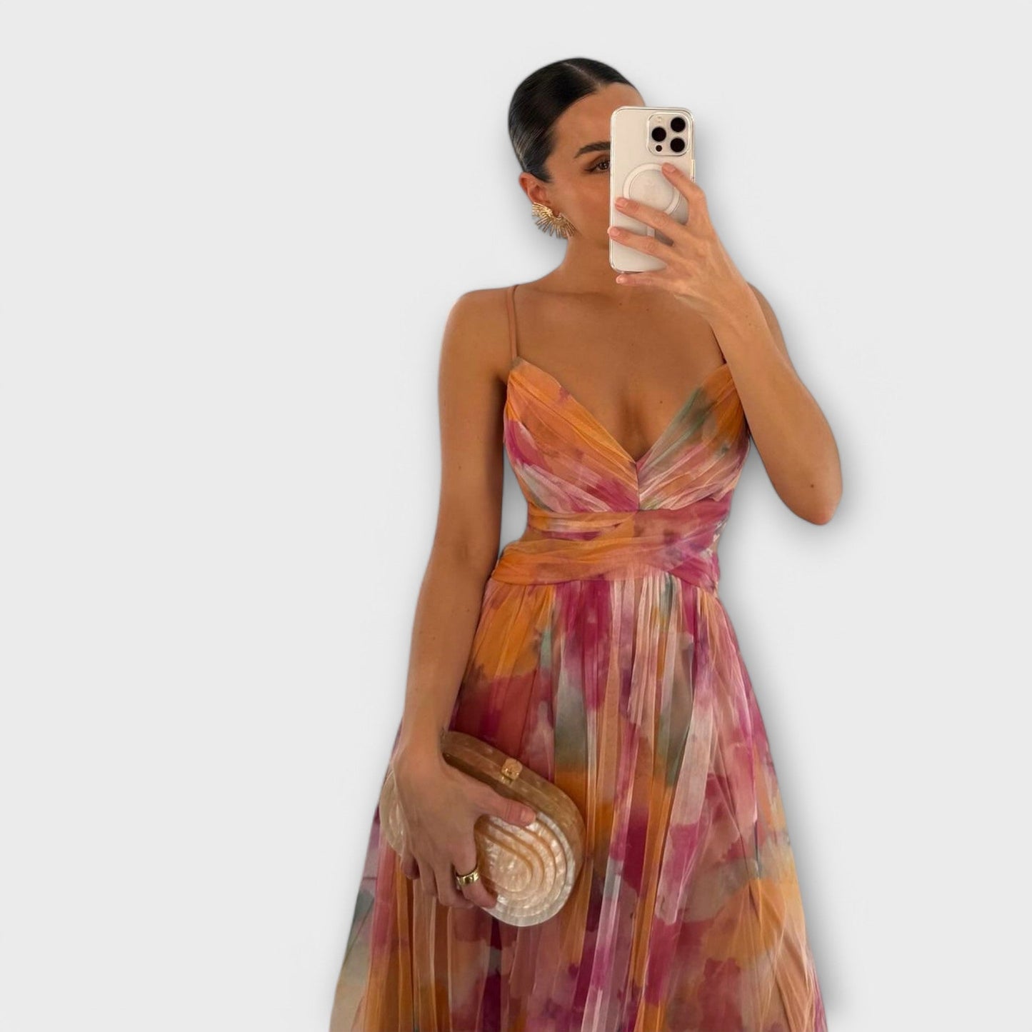 Elegant Maxi Dress Made of Lightweight Mesh