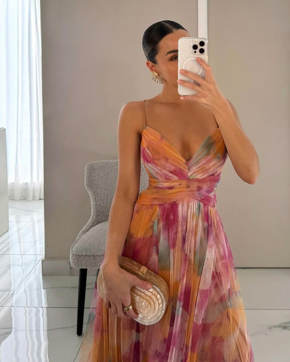 Gizel - Enchanting Maxi Dress with Floral Print