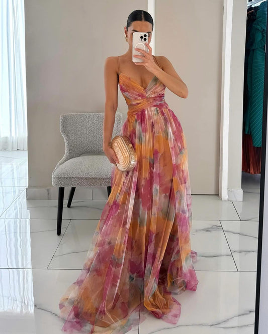 Gizel - Enchanting Maxi Dress with Floral Print