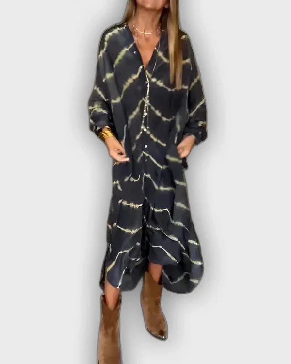 Boho Maxi Dress with Stripes