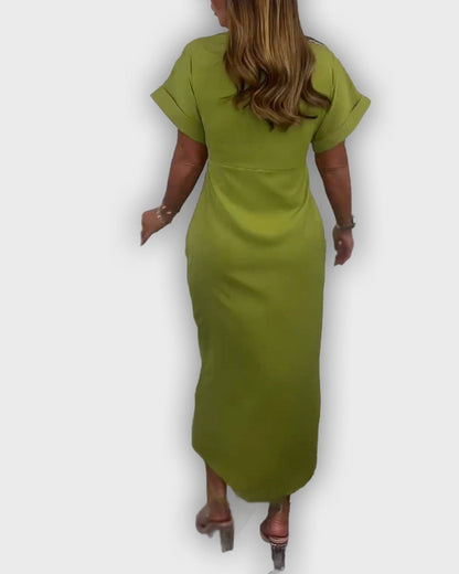 Elegant Catherine Dress with Pleated Waistline