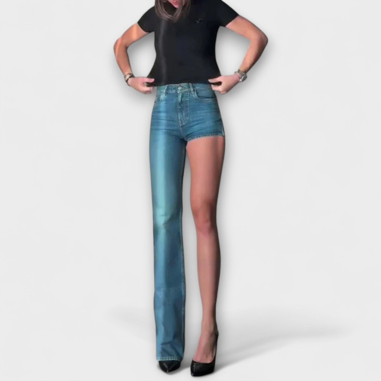 Asymmetrical Jeans with One Shoulder Strap